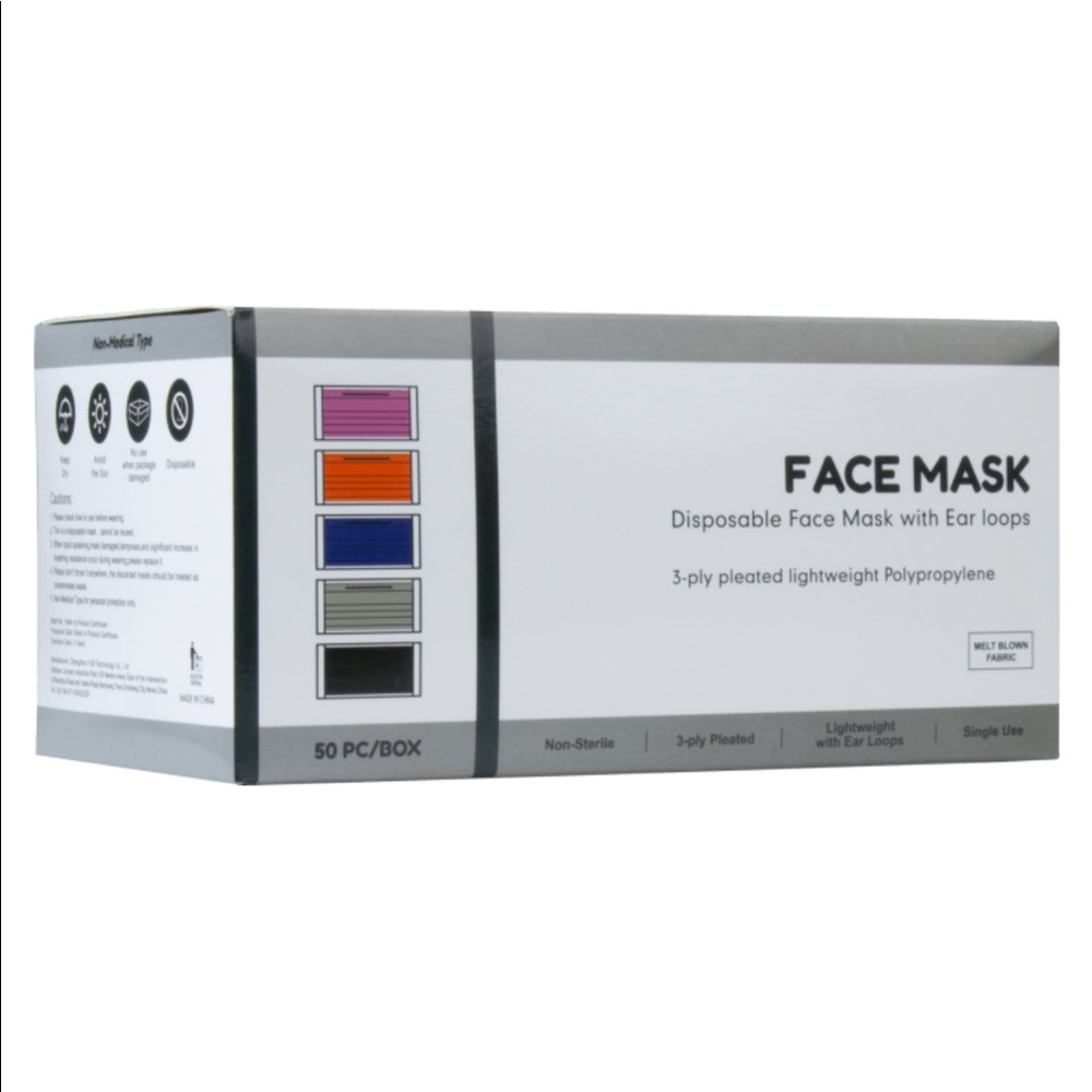50ct Disposable Multicolor Masks